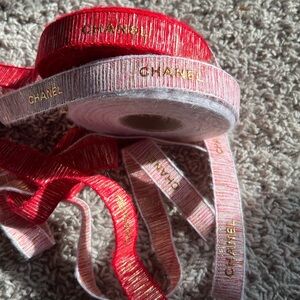 Vintage CHANEL Boutique Ribbon Rolls Set – Red Velvet & Ivory Gold Logo